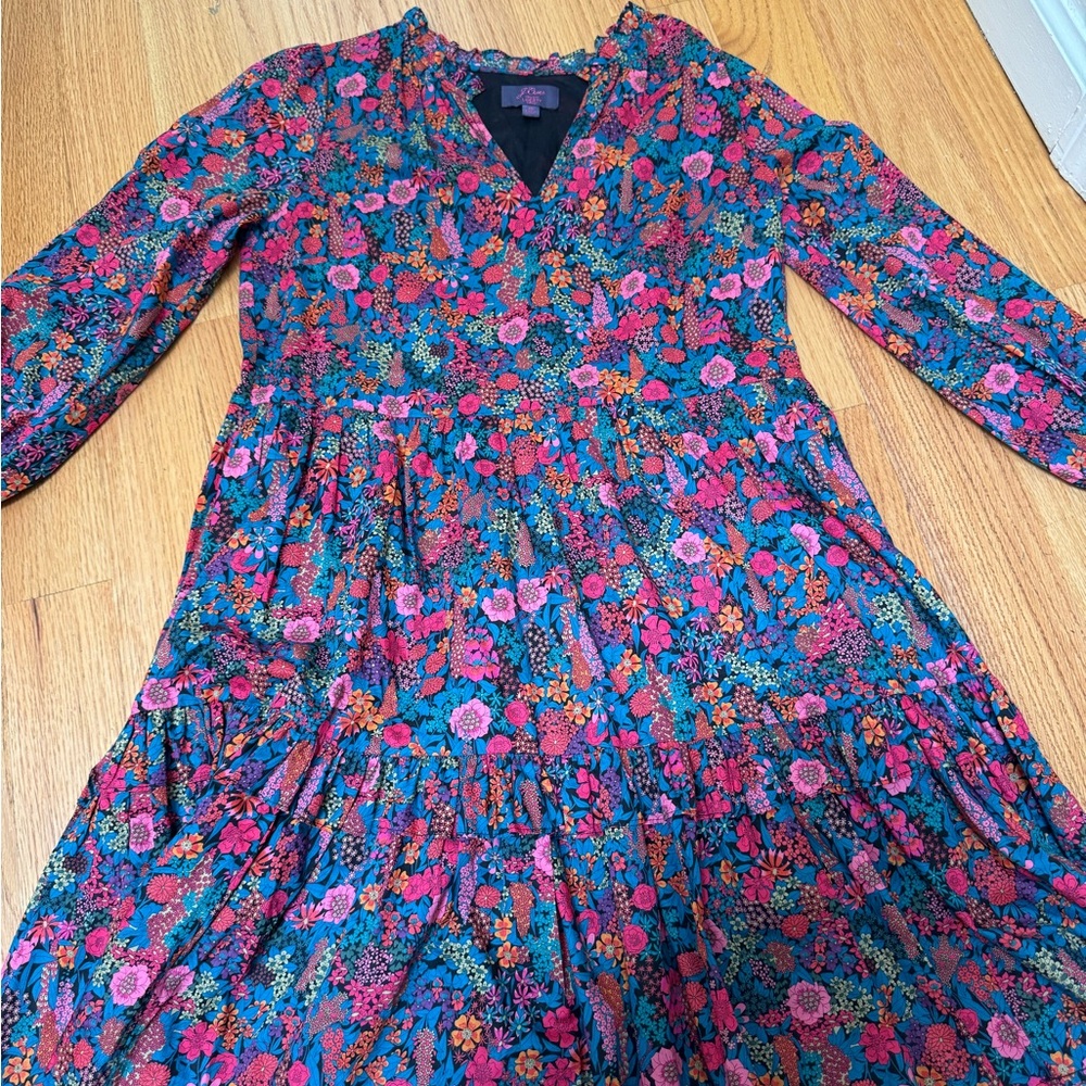 J. Crew Multicolor Floral V-Neck Dress